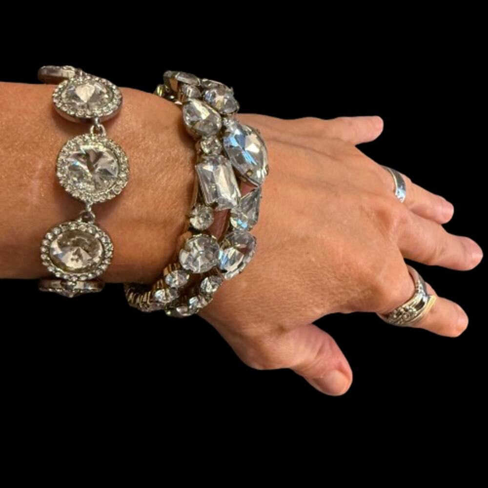 Vintage & Modern Clear Rhinestone Hinge & Chain Bracelet